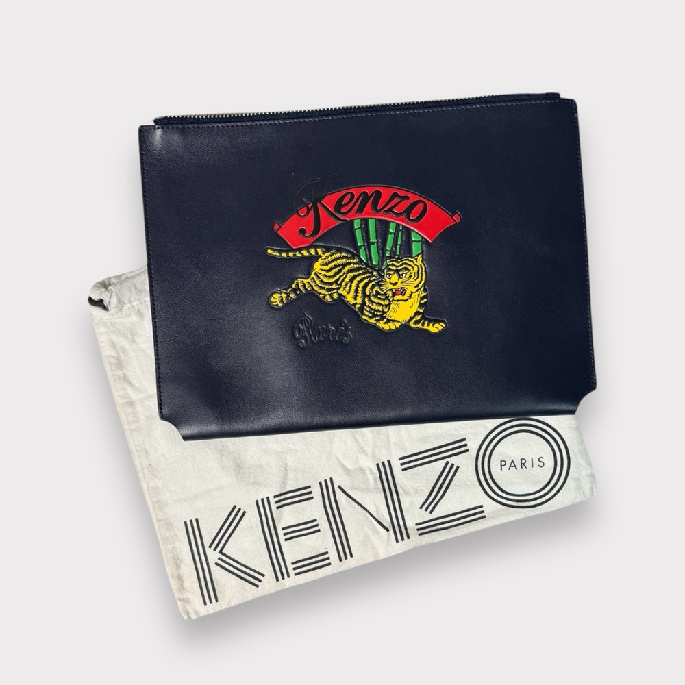 Kenzo bleu leather clutch